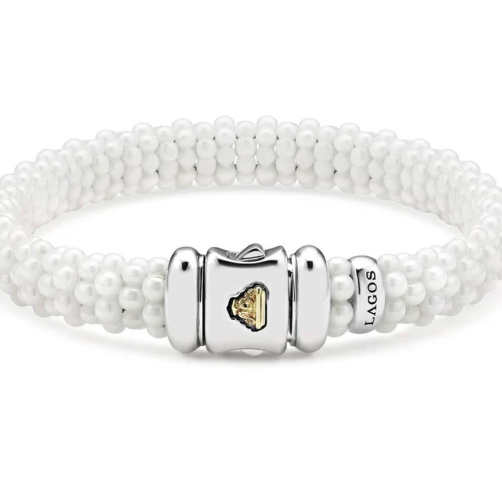 LAGOS 9mm ceramic white caviar bracelet